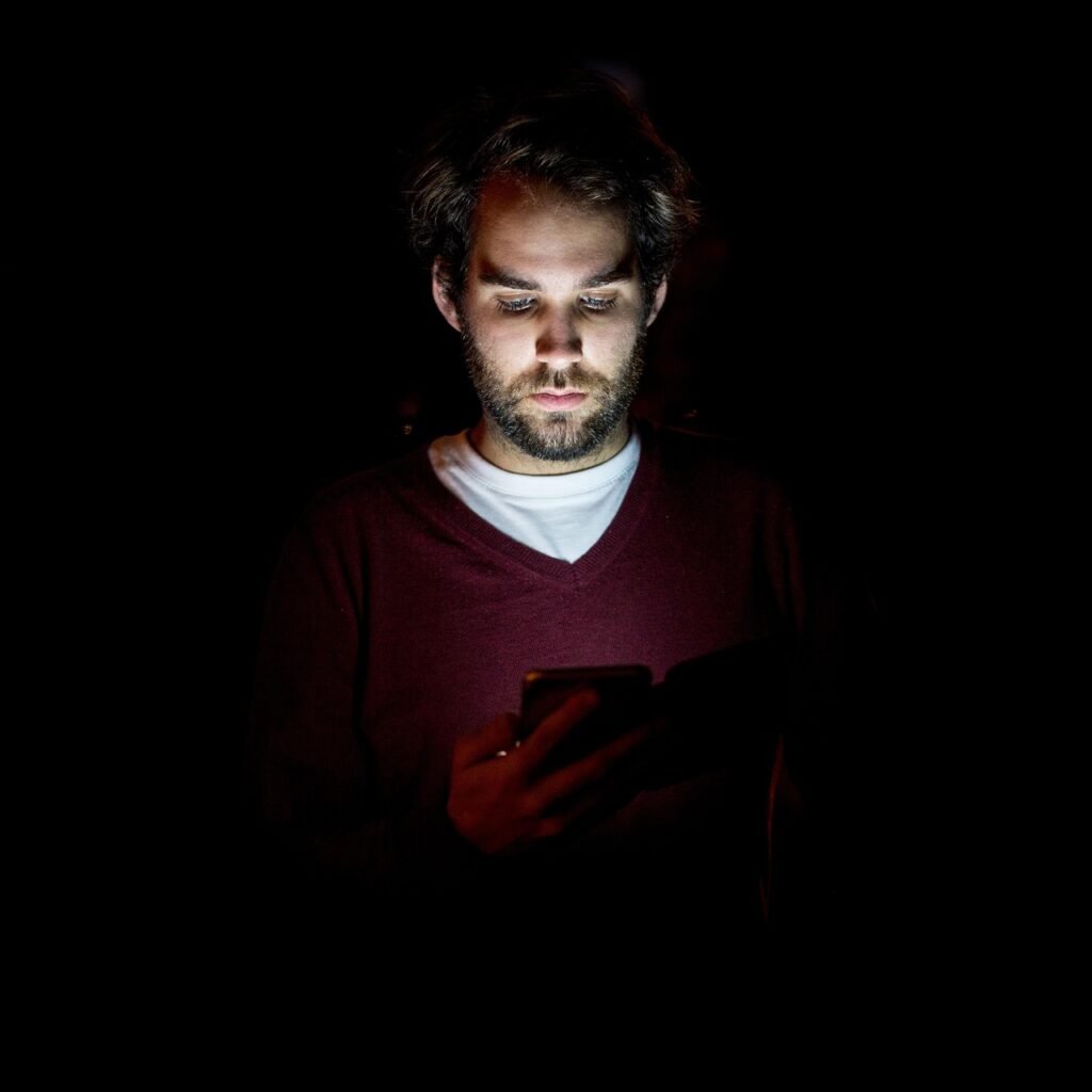 man watching on his screen